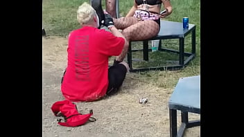 hot blonde teen gets paid and persuaded to have sex in public